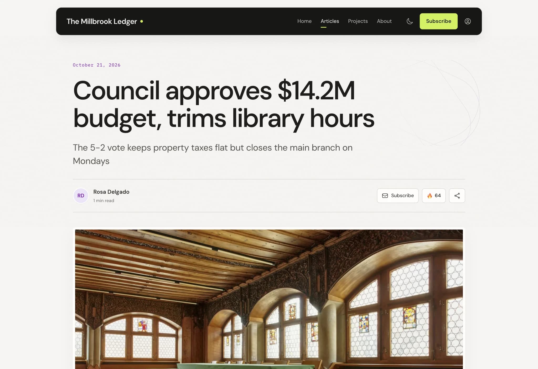 A story on The Millbrook Ledger: Council approves $14.2M budget, trims library hours