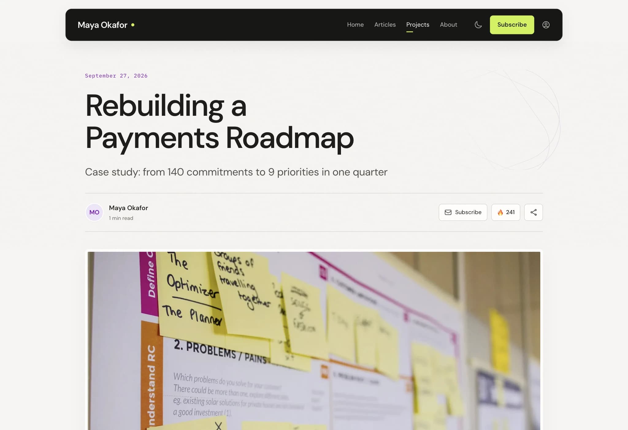 A case study on Maya Okafor’s site: Rebuilding a Payments Roadmap